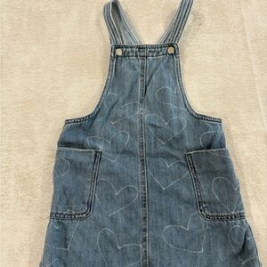 Denim Heart Print Overall Dress